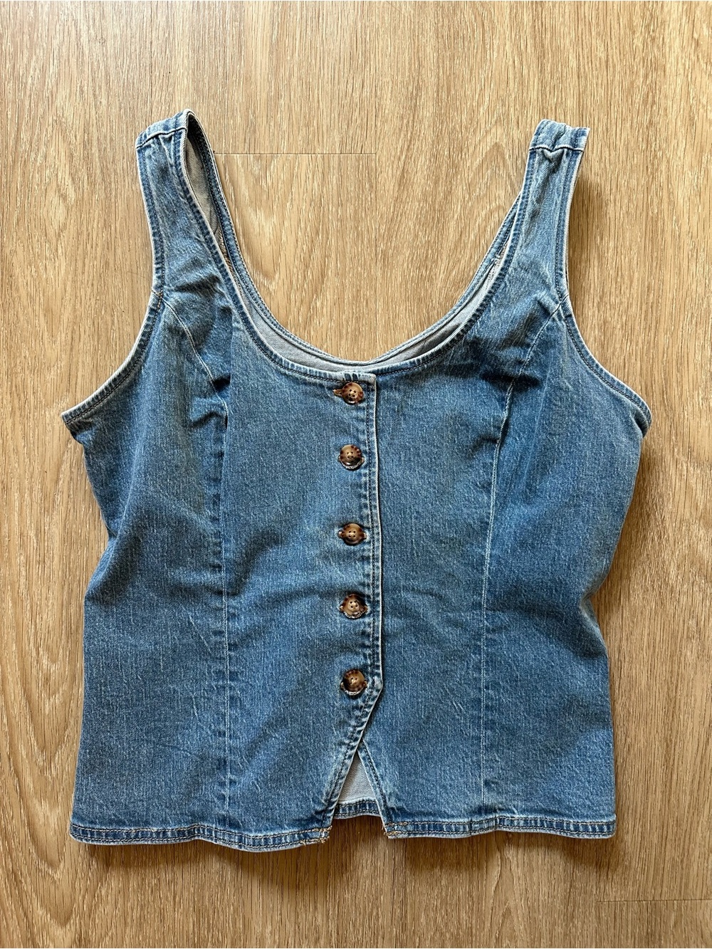 Abercrombie Tie-Back Scoop Neck Denim Vest - Picture 3 of 5